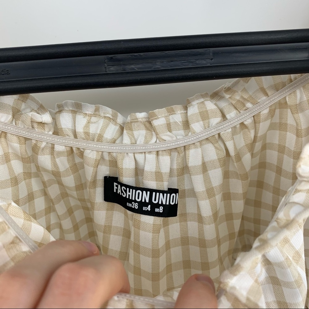 Fashion Union Plaid Dress Off Shoulder Mini - Picture 5 of 8